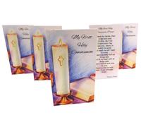 Westmon Works First Communion Holy Card Bulk Pack School Classroom Student Bundle for Boys or Girls with Prayer on Back, Set of 10
