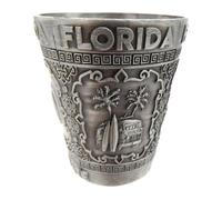 Westmon Works Florida Souvenir Shot Glass Pewter Metal with Engraved Landmarks of the Sunshine State
