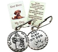 Westmon Works God Bless My Dog Medal Italian Metal St Francis Pet Collar Medallion Pendant with Laminated USA Made Saint Prayer Card