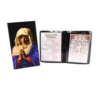 Westmon Works Hail Mary Holy Card and Mysteries of the Rosary Catholic Prayer Folder Set with Embossed Italian Metal Mary Image