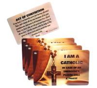 Westmon Works I Am a Catholic Please Call A Priest Card Pack with Act of Contrition Prayer Laminated Wallet Sized Made in the USA Bundle, Set of 5