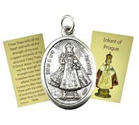 Westmon Works Infant of Prague Medal Set with Holy Card 1 Inch Italian Metal Medallion