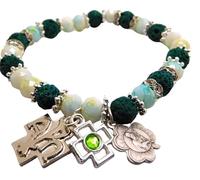 Westmon Works Irish Catholic Charm Bracelet Set with St Patrick Shamrock Metal Cross and Blessing Prayer Card