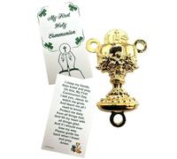 Westmon Works Irish First Communion Chalice Rosary Center Catholic Italian Metal Centerpiece with USA Made Holy Card