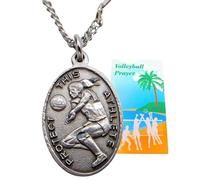 Westmon Works Ladies Volleyball Necklace St Sebastian Pewter Medal with Stainless Steel Chain Boxed Set Prayer Card Saint Expressions Premium Jewelry for Athletes