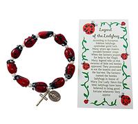Westmon Works Ladybug Rosary Bracelet Legend of Our Lady's Bug Catholic Adjustable Ladies Jewelry Accessory with Holy Card, One Size, Metal, no gemstone