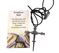 Westmon Works Lent Cross Necklace with Forgiven Nail Holy Card Reminder of Sacrifice Gift Set