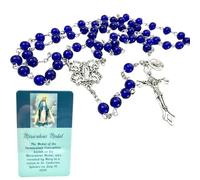 Westmon Works Miraculous Medal Rosary Set Glass Beads Metal Crucifix and Centerpiece with Holy Card