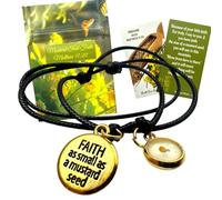 Westmon Works Mustard Seed Faith Bracelet Set Adjustable Cord Metal Charms & Scripture Card Matthew 17:20 Christian Gift Pack