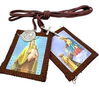 Westmon Works My First Scapular Set Traditional Brown Wool Catholic Prayer Necklace and Made in the USA Prayer Folder
