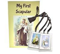 Westmon Works My First Scapular Set Traditional Catholic Laminated Wool Prayer Necklace with Folder
