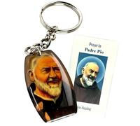 Westmon Works Padre Pio Keychain Metal Saint Prayer Holy Card and Key Ring with Acrylic Fob