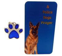 Westmon Works Police Dog Paw Print Medal Set with Wallet Sized Prayer Card and Metal Pet Collar Pendant Medallion for K9 Unit Officers