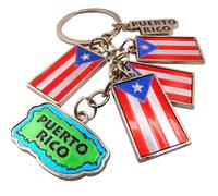 Westmon Works Puerto Rico Keychain with Metal Boricua Flag and Island Charms, Multi, S
