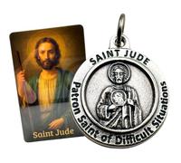 Westmon Works Saint Jude Medal Italian Metal Medallion with Patron of Lost Causes USA Made Laminated Holy Prayer Card