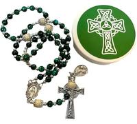 Westmon Works Saint Patrick Irish Rosary with Protective Case, M, Glass, No Gemstone