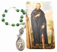 Westmon Works Saint Peregrine One Decade Rosary Chaplet Set Glass Beads and Metal Pendant with Cancer Prayer Card Catholic Gift Set, Made in Italy, Small, Metal, No Gemstone