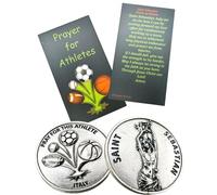 Westmon Works Saint Sebastian Token Set Sports Pack Italian Metal Trinket with Prayer for Athletes Holy Card