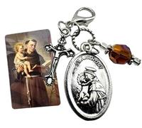 Westmon Works St Anthony Medal Charm with Clip Metal Medallion Tag Trinket for Keychain with Made in the USA Holy Card