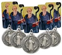 Westmon Works St Benedict Medal Set with Holy Cards Catholic Protection Saint Medallions, 5 of Each