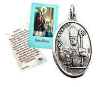 Westmon Works St Blaise Medal Set Italian Metal Medallion with Laminated USA Made Saint Prayer Holy Card