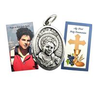Westmon Works St Carlo Acutis Medal First Holy Communion Set Italian Metal Medallion with Two Made in the USA Prayer Cards