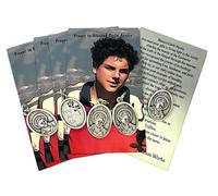 Westmon Works St Carlo Acutis Medal Set Italian Metal Pendants with Holy Cards, 5 of Each