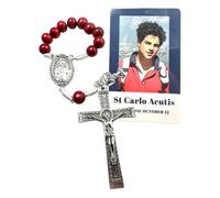Westmon Works St Carlo Acutis Rosary Chaplet One Decade Metal and Cord First Communion Accessory with Laminated Holy Card
