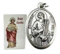 Westmon Works St Cecilia Medal Set Italian Metal Medallion with Musician Saint Holy Card