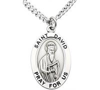 Westmon Works St David Solid Pewter One Inch Saint Medal with Stainless Steel Chain