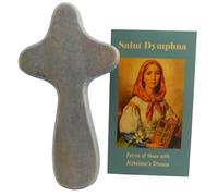 Westmon Works St. Dymphna Comfort Cross Handmade Wood Prayer Set with Patron Saint of Mental Health Holy Card