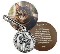 Westmon Works St Francis Cat Collar Charm Double Sided Italian Medal with Round Holy Card Pet Gift