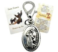 Westmon Works St Francis Dog Collar Medal Clip On with 2 Double-Sided Prayer and Best Friend Cards Patron Saint of Animals Pet Protection Charm Catholic Dog Gift