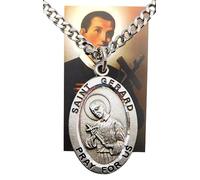 Westmon Works St Gerard Pewter Medal Necklace with Stainless Steel Chain Boxed Set with Patron Saint Holy Card