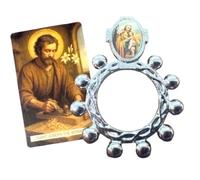 Westmon Works St Joseph Rosary Ring with Prayer Card Catholic Finger Rosary Made in USA