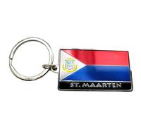 Westmon Works St Maarten Keychain Metal Saint Martin Souvenir Key Ring with Country Flag