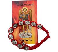 Westmon Works St Michael Bracelet Set Metal Charms Red Paracord with Saint Prayer Holy Card
