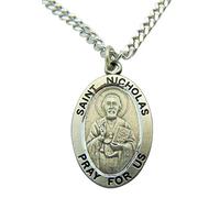 Westmon Works St Nicholas Solid Pewter Patron Saint Medal One Inch with Stainless Steel Chain