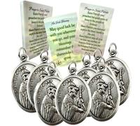 Westmon Works St Patrick Medal & Holy Card Set - Italian Metal Catholic Medals with Laminated Prayer Cards - 10 Pack - Imported from Italy, Cards Made in USA