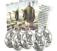 Westmon Works St Patrick Medal Set Italian Metal Pendants with Laminated USA Made Patron Saint of Ireland Holy Prayer Cards 5 Pack