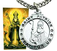Westmon Works St Patrick Pewter Medal Metal Patron Saint of Ireland Medallion with Holy Prayer Card Boxed Gift Set