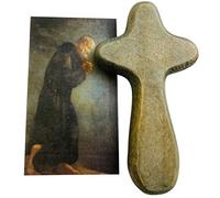 Westmon Works St Peregrine Cross Set with Hand Held Comfort Cross with Cancer Prayer Holy Card, One Size, Wood, no gem