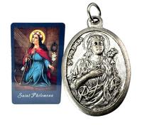 Westmon Works St Philomena Medal Set Italian Metal Medallion with Saint Holy Prayer Card