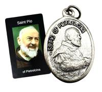 Westmon Works St Pio Medal Italian Metal Patron Saint Pendant with Laminated USA Made Holy Prayer Card