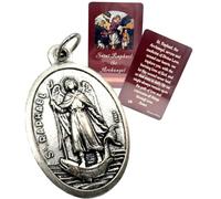 Westmon Works St Raphael Medal and Holy Card Set Italian Metal Medallion with Laminated Saint Prayer Made in the USA