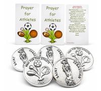 Westmon Works St Sebastian Token Set Italian Metal Pocket Prayer Trinkets with USA Made Laminated Sports Holy Cards, Pack of 5 of Each