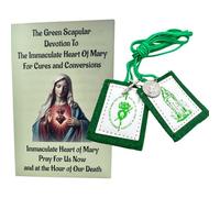 Westmon Works The Green Scapular Devotional Set Catholic Wool Necklace and Story Card Folder