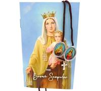 Westmon Works Traditional Brown Scapular Pendant Necklace and Booklet Gift Set Devotional Keepsake