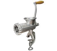 Weston #10 Manual Tinned Meat Grinder and Sausage Stuffer (36-1001-W), 4.5mm & 10mm Plates, 3 Sausage funnels