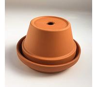 Weston Mill Pottery - Terracotta Half Pot Ashtray (13cm diameter pot) Unglazed Saucer [HF13/S15]